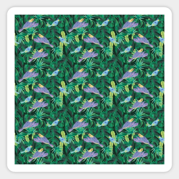 whimsical birds of the emerald forest Sticker by Kimmygowland